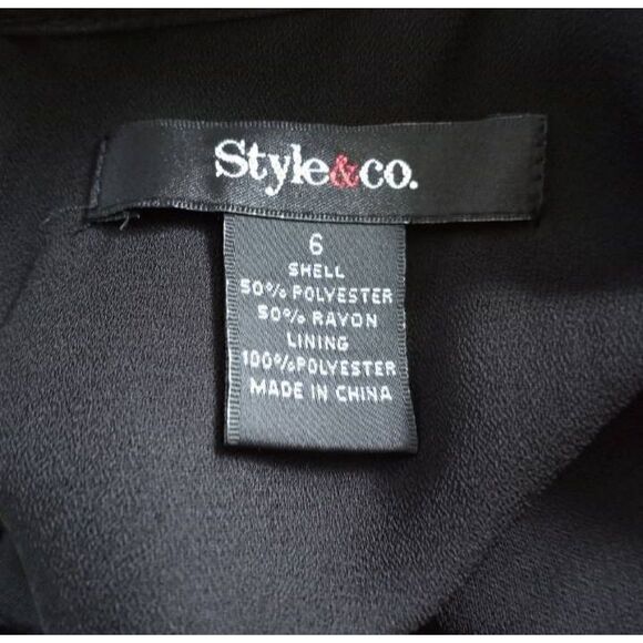 STYLE & CO. BLACK POLKA-DOT DRESS SZ.6 EUC. - Picture 5 of 6